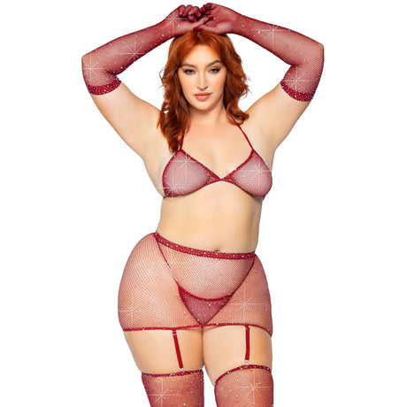 5-Piece Rhinestone Fishnet Set