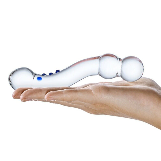 6 Inch Curved G-Spot Nubby Glass Dildo
