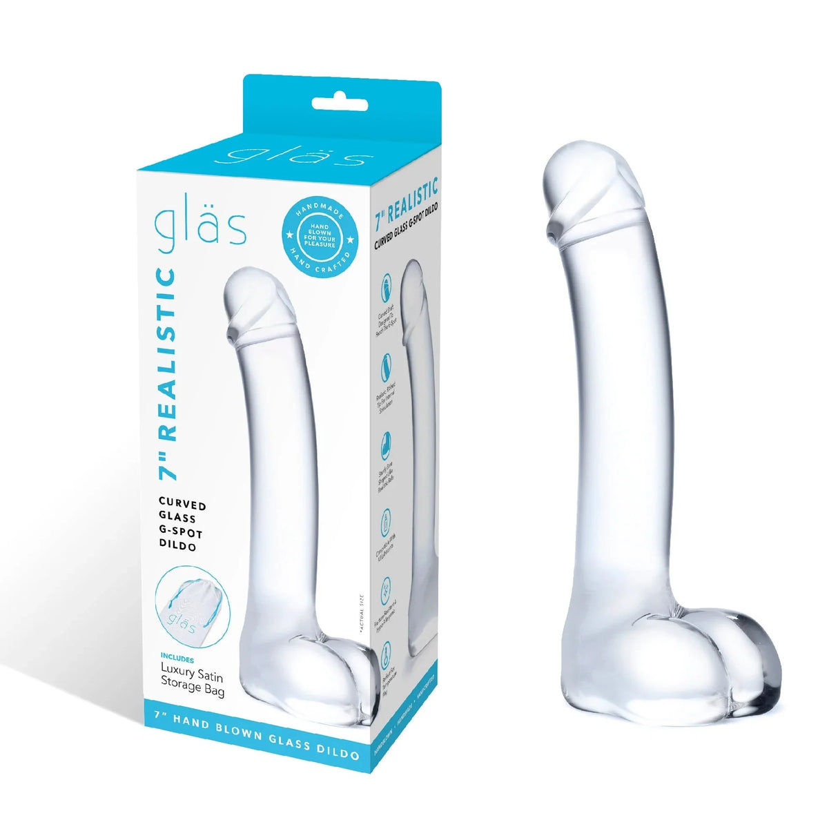 7" Realistic Curved G-Spot Glass Dildo