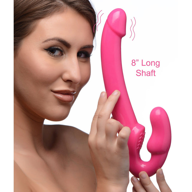 7X Revolver Slim 8 Inch Vibrating Strapless Strap-on - Pink