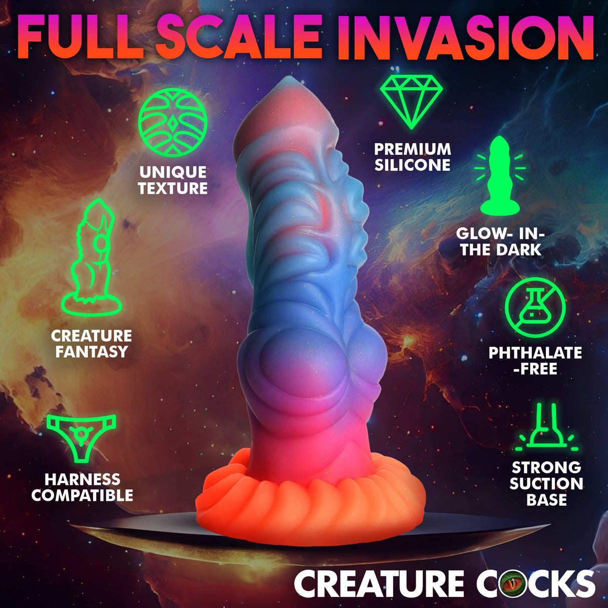 Alien Invader Glow-in-the-Dark Silicone Dildo