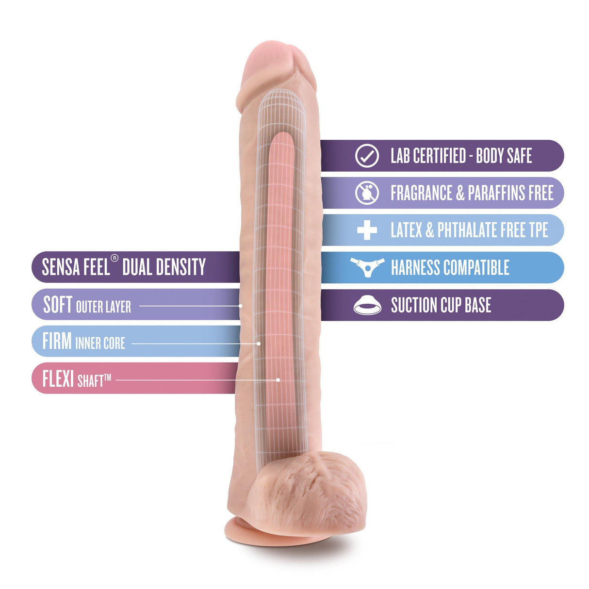 Blush Au Naturel Daddy 14 Inch Sensa Feel Dual Density Dildo