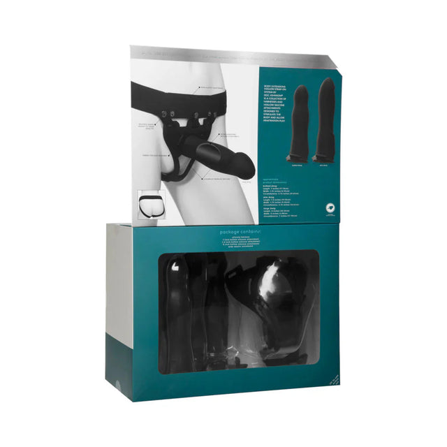 Body Extensions Be Ready 4 Piece Hollow Silicone Strap On Set - Black