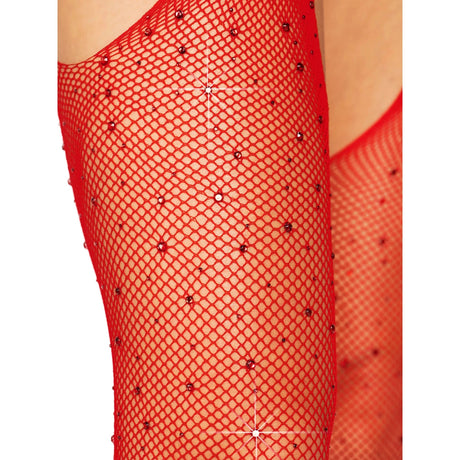 Casey Rhinestone Fishnet Suspender Pantyhose