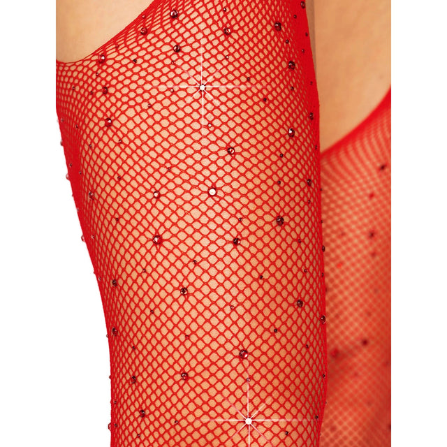 Casey Rhinestone Fishnet Suspender Pantyhose
