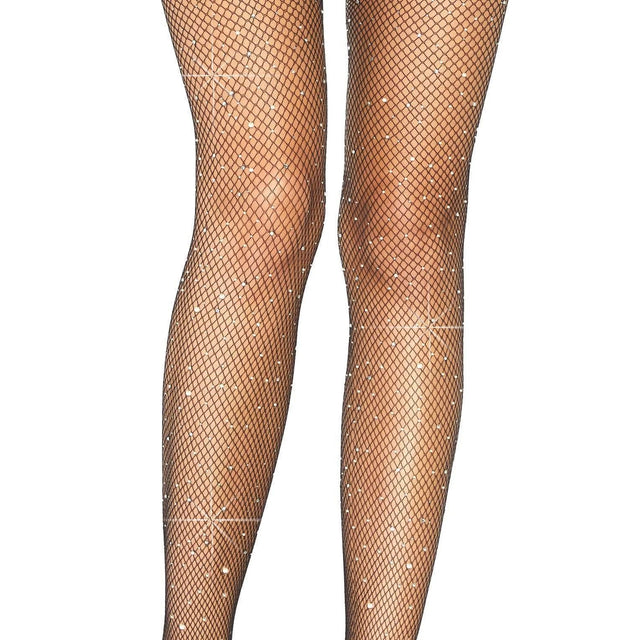 Casey Rhinestone Fishnet Suspender Pantyhose