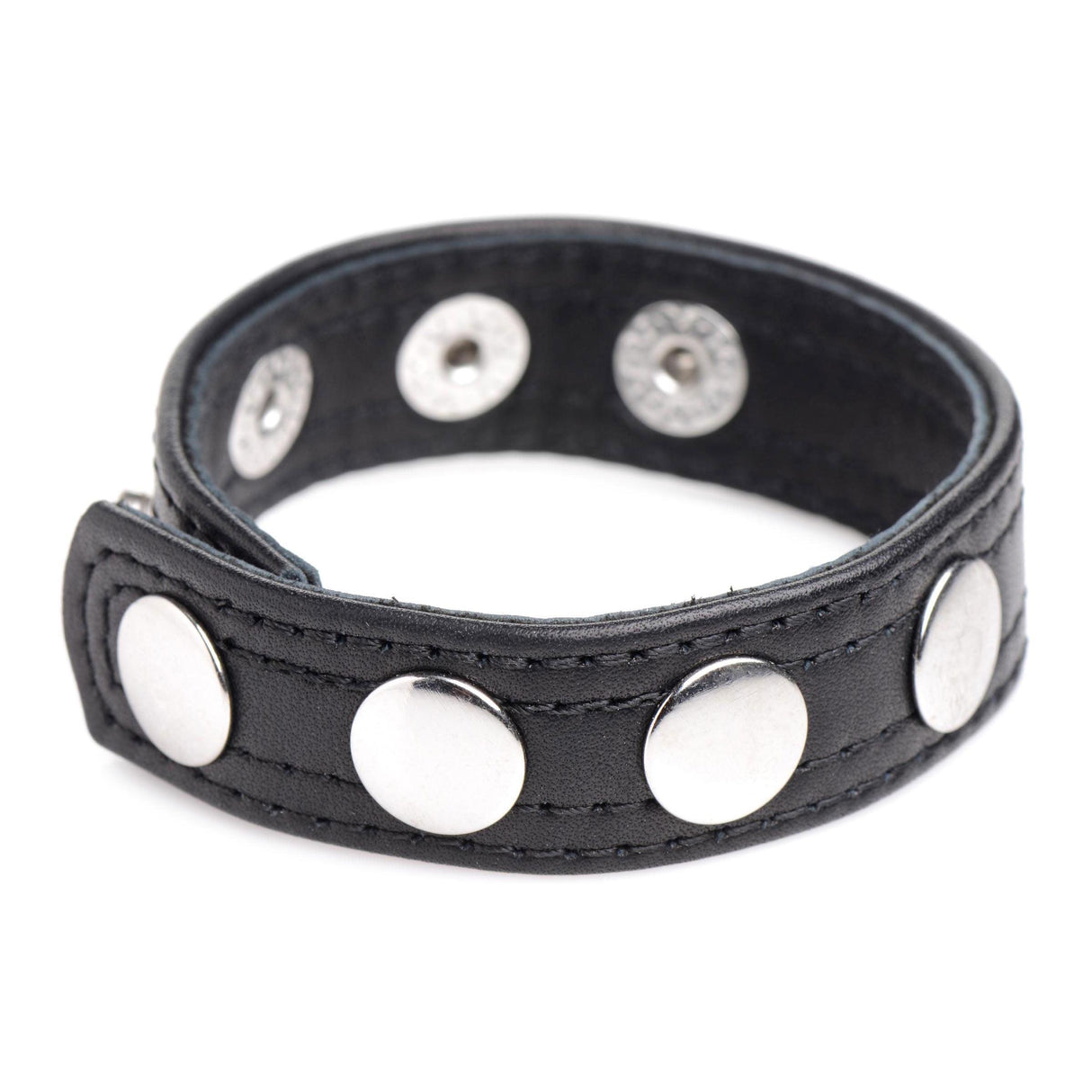 Cock Ring Blue Studded Leather Speed Snap-On Ring