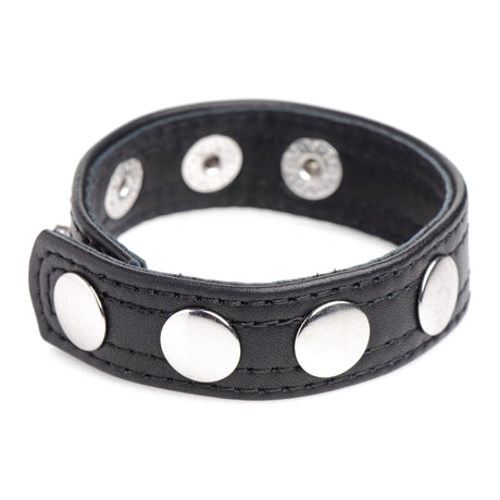 Cock Ring Blue Studded Leather Speed Snap-On Ring