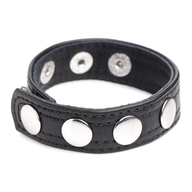 Cock Ring Blue Studded Leather Speed Snap-On Ring