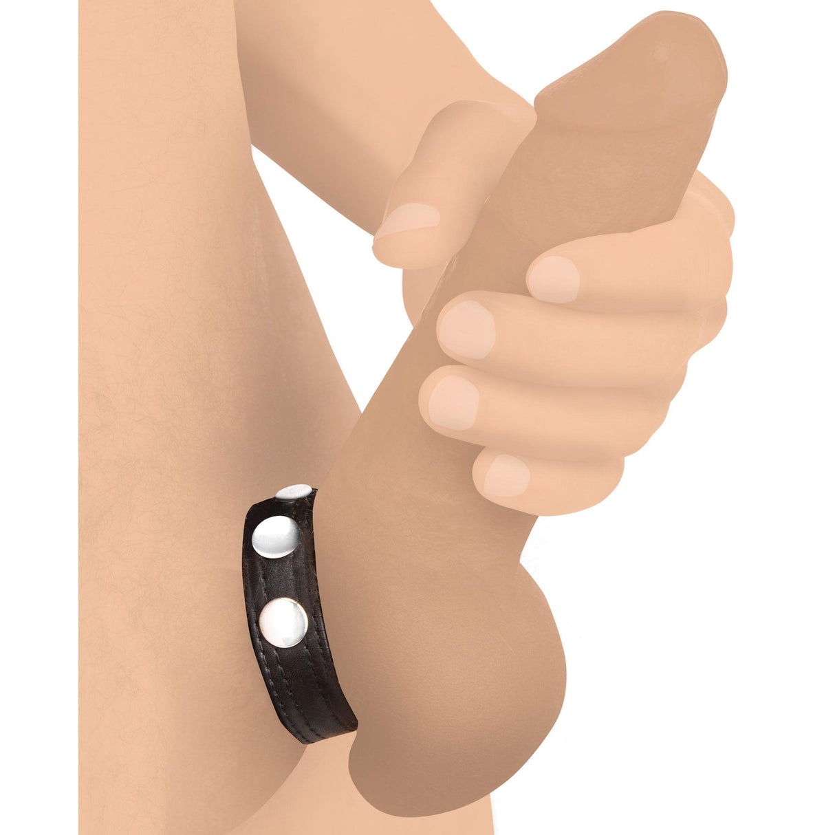 Cock Ring Blue Studded Leather Speed Snap-On Ring