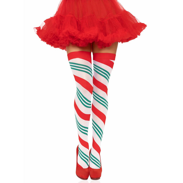 Holiday Ribbon Thigh High Stockings