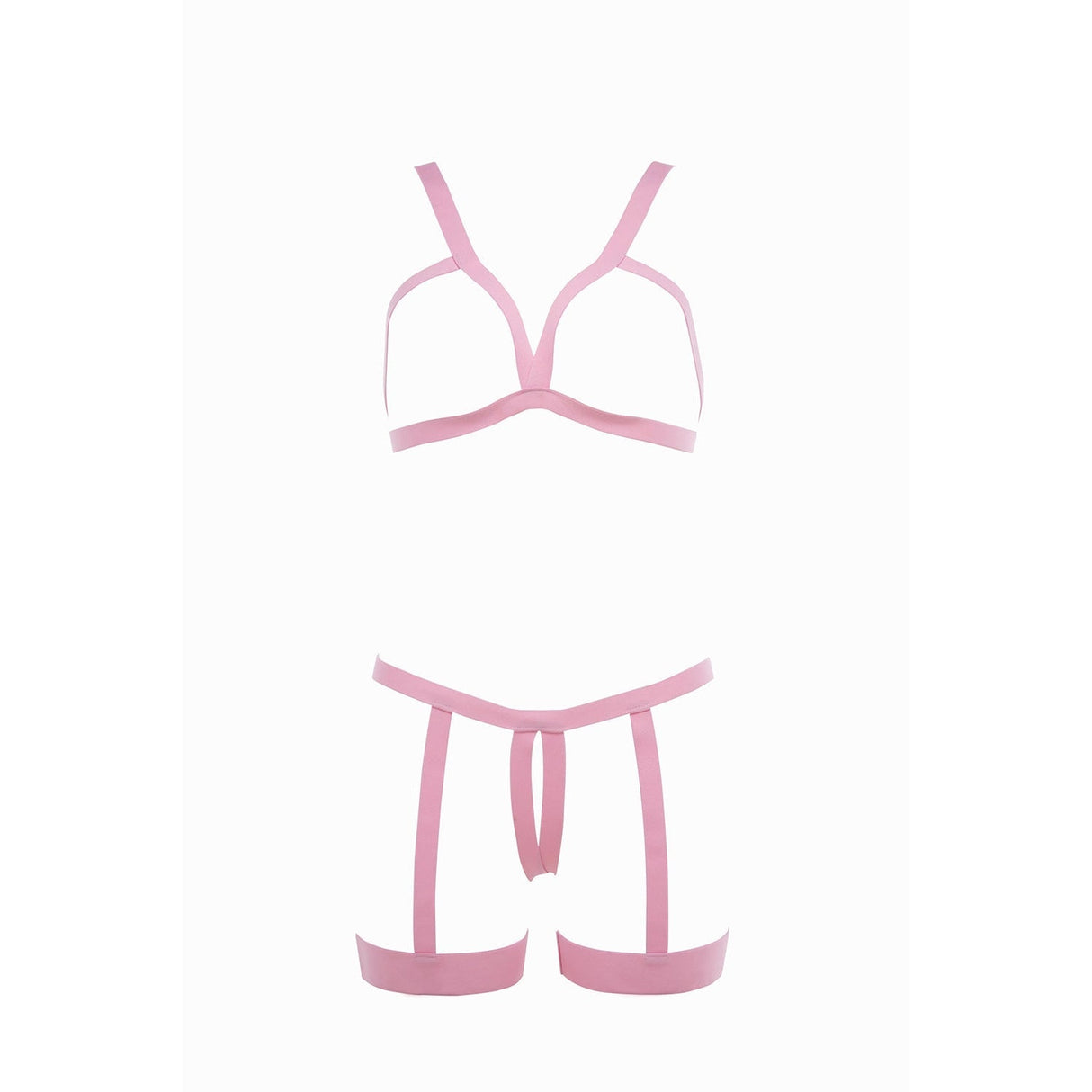 Kitten Teaser Strappy Open Cup Bra & Open Panty with Straps