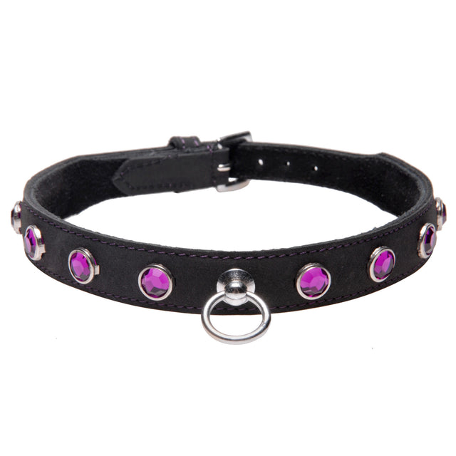 Leather Rhinestone Collar