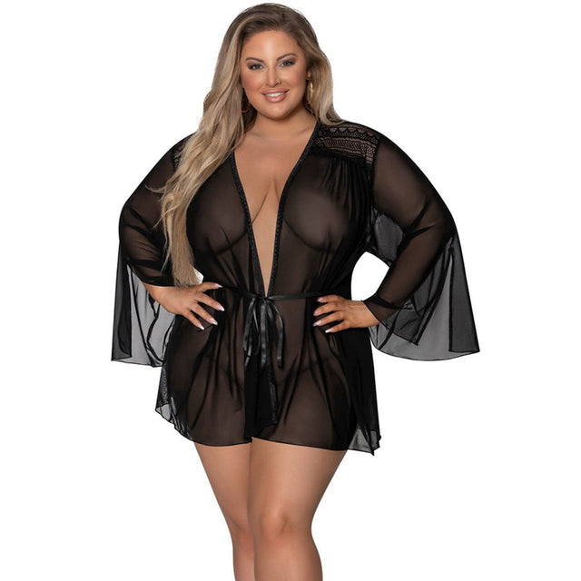 Modern Romance Flowing Short Robe - Queen