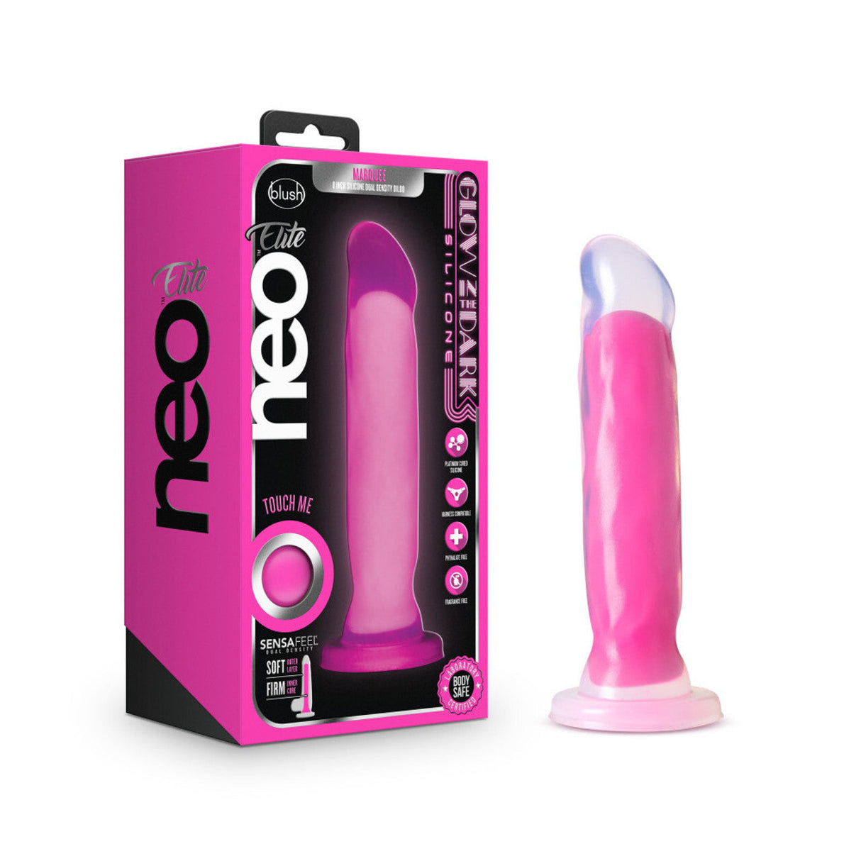 Neo Elite Glow In The Dark 8 Inch Silicone Dildo