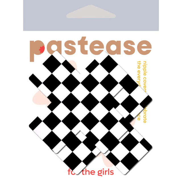 Pastease Black & White Checker Cross Nipple Pasties
