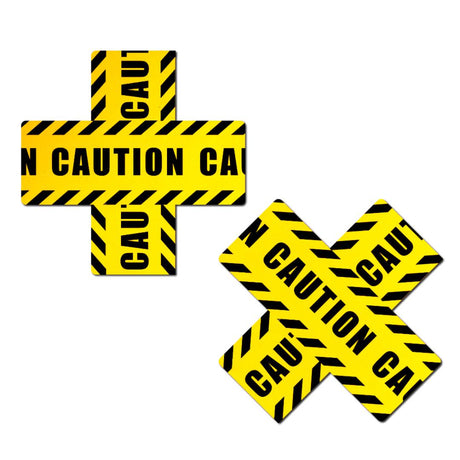 Pastease Crossed Caution Tape Nipple Pasties