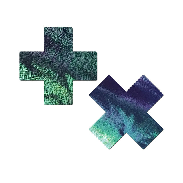 Pastease Liquid Iridescent Cross Nipple Pasties