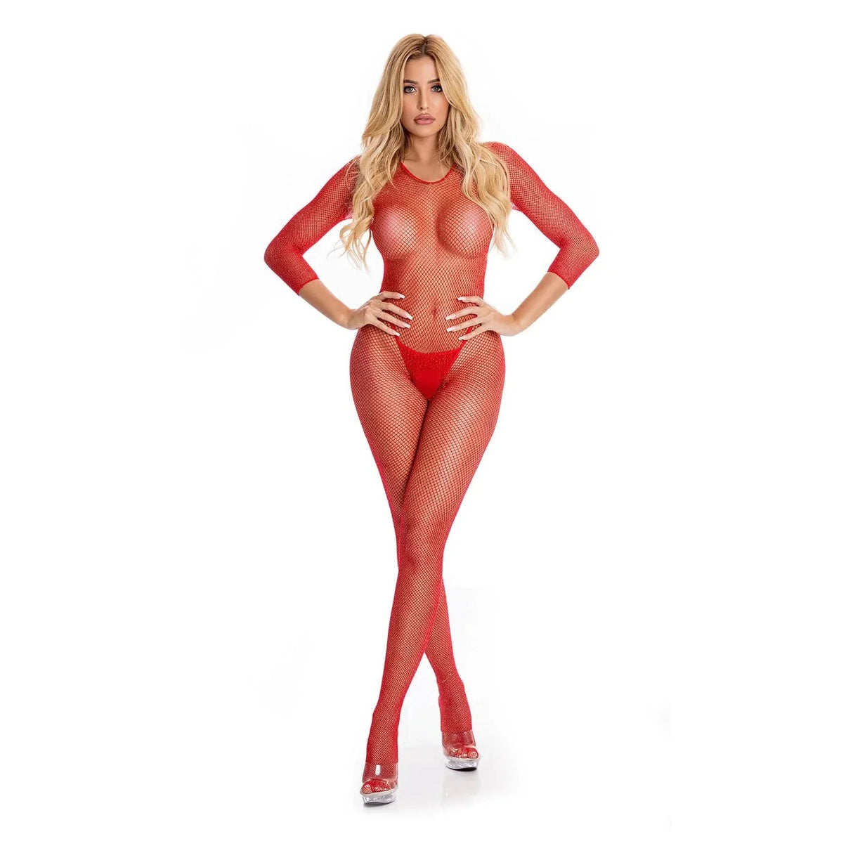 Pink Lipstick Risque Crotchless Bodystocking