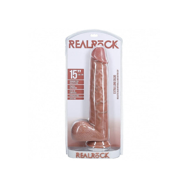 RealRock 15 Inch Dildo with Balls - Tan