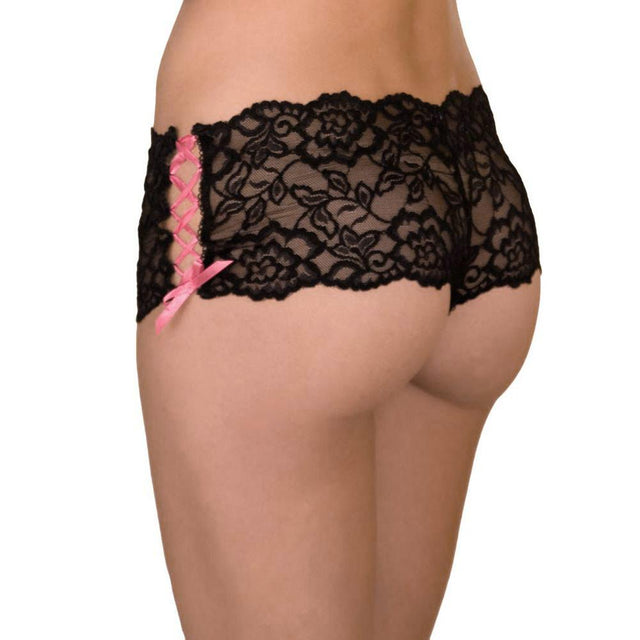 Rene Rofe Crotchless Lace Side Tie Boyleg