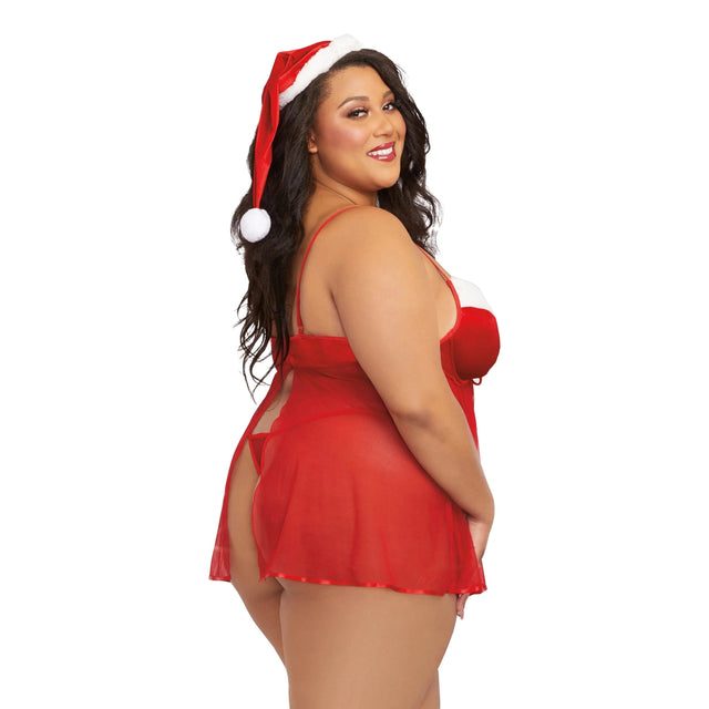Santa Babydoll, Thong & Hat Set