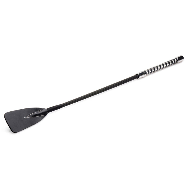 Short Leather Riding Crop with Rhinestone Handle