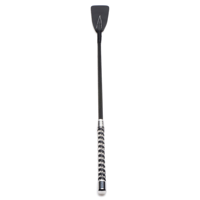 Short Leather Riding Crop with Rhinestone Handle