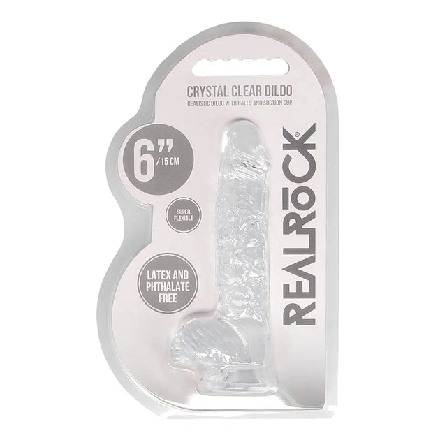 Shots Realrock Realistic Crystal Clear Dildo with Balls