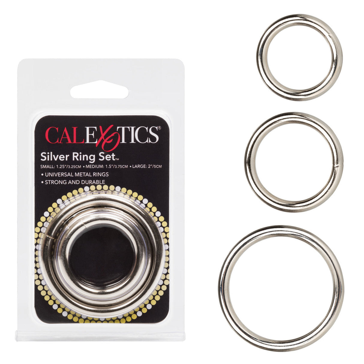 Silver Rings Metal Cock Ring Set