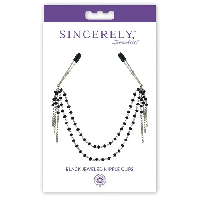 Sportsheets Midnight Black Jeweled Nipple Clips