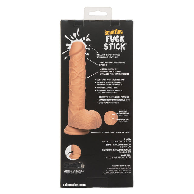 Squirting Fuck Stick 9" Vibrating Silicone Suction Cup Dildo