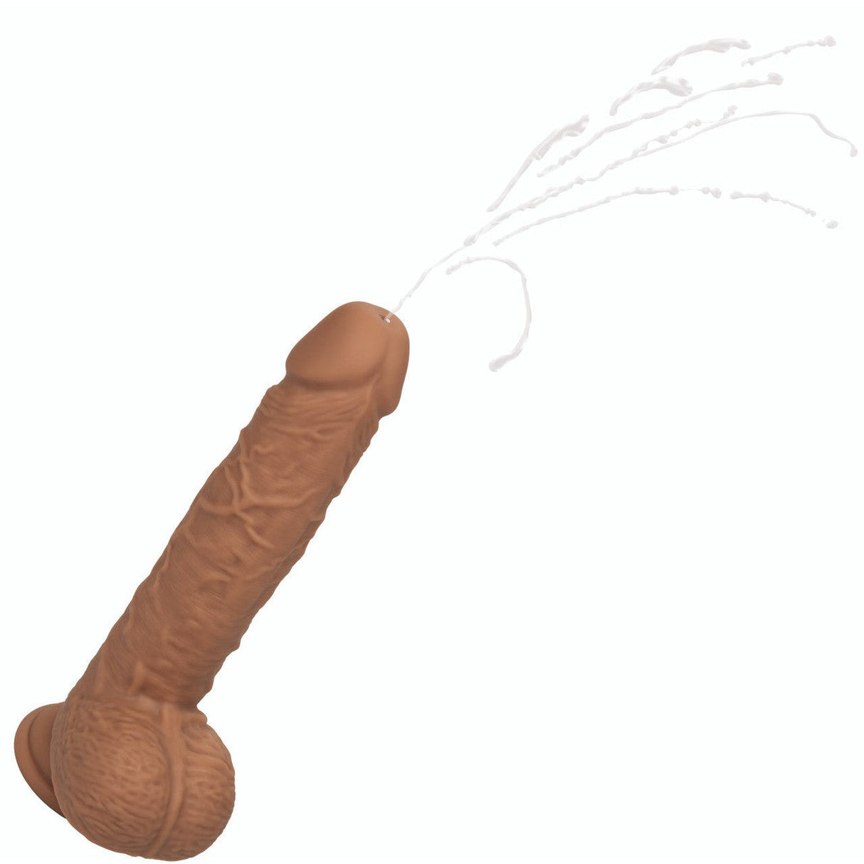 Squirting Fuck Stick 9" Vibrating Silicone Suction Cup Dildo - Brown