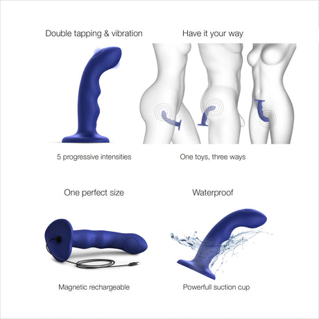Strap-On-Me Tapping Vibrating Dildo Wave - Blue