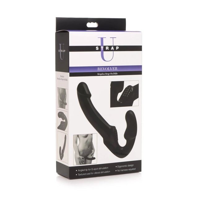 Strap U Revolver Strapless Strap On Dildo - Black