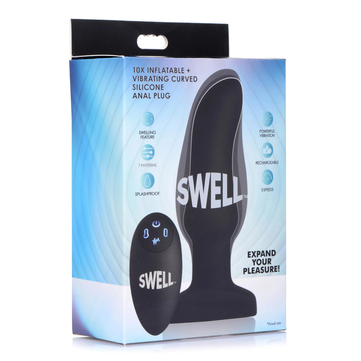 Swell 10X Inflatable & Vibrating Curved Silicone Anal Plug