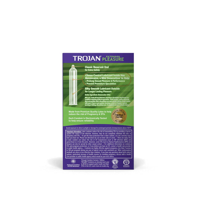 Trojan Extended Pleasure Condoms with Climax Control Lubricant