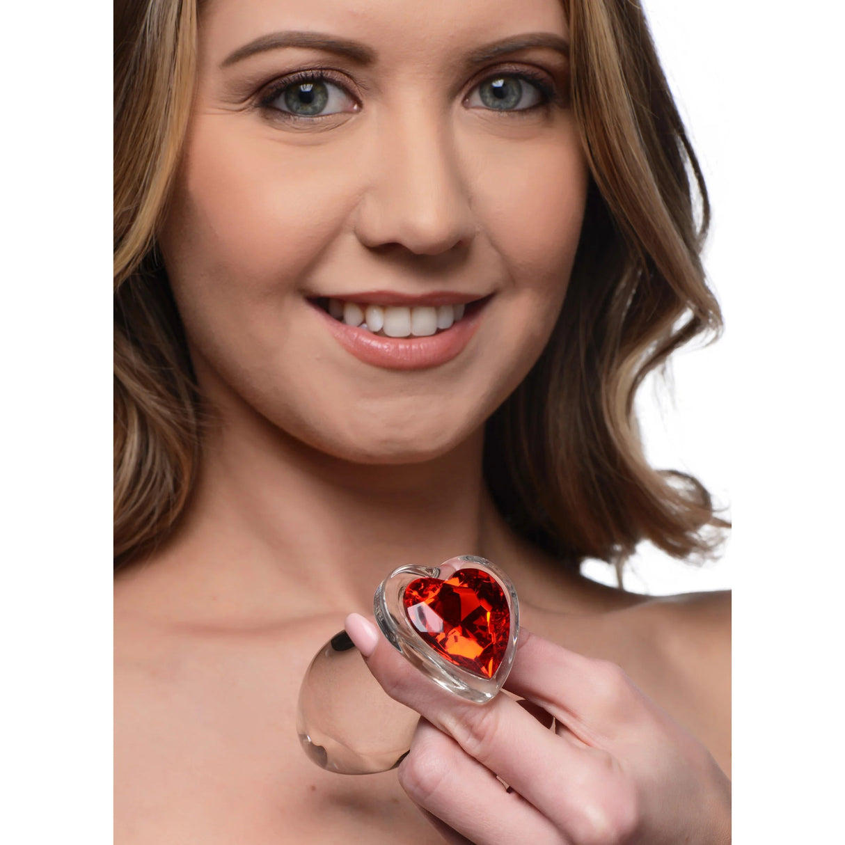 Booty Sparks Red Heart Gem Glass Anal Plug