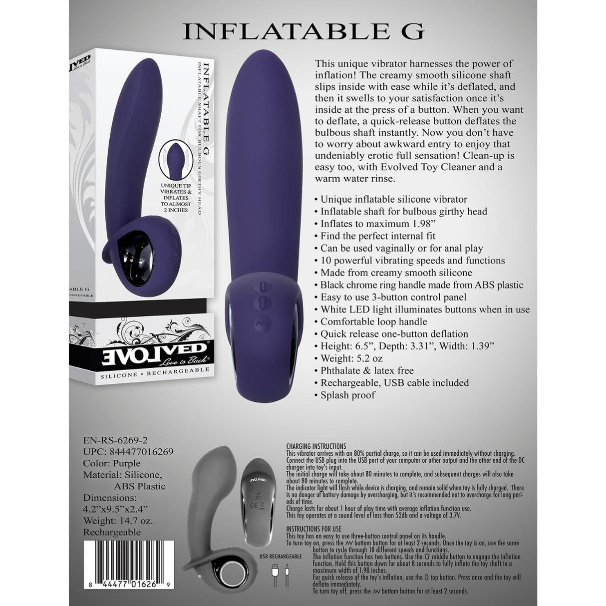 Evolved Inflatable G Rechargeable Vibrator