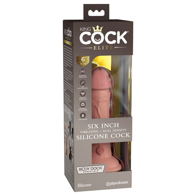 King Cock Elite 6 Inch Dual Density Vibrating Silicone Dildo