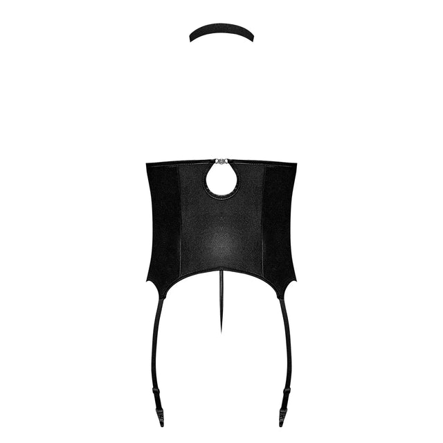 Lust Mistress Cupless Corset, Collar, Garters & G-String