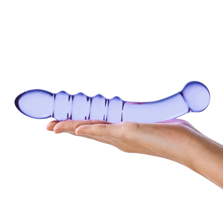 Purple Rain Ribbed Glass Dildo