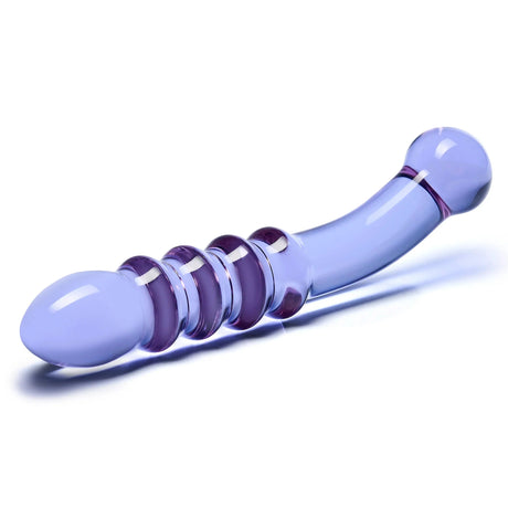 Purple Rain Ribbed Glass Dildo