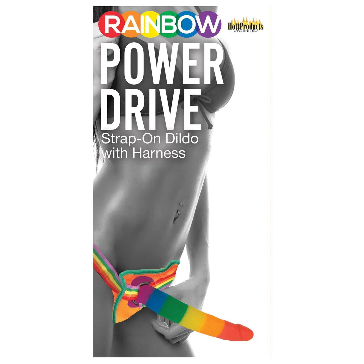 Rainbow Power Drive Strap-On Dildo with Harness