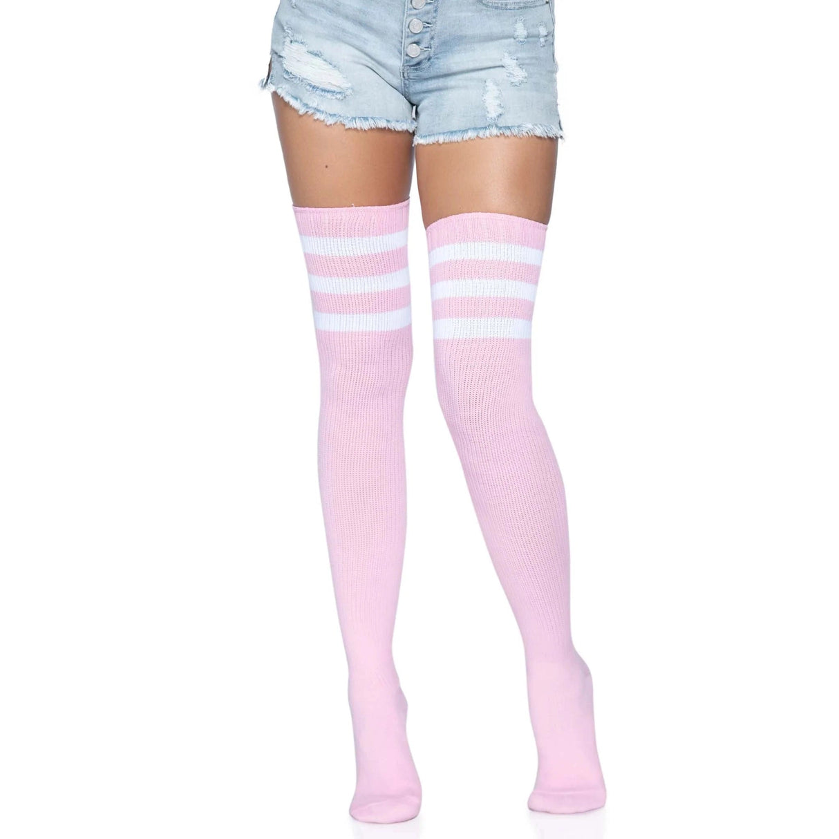 Leg Avenue 3 Stripes Athletic Ribbed Thigh Highs