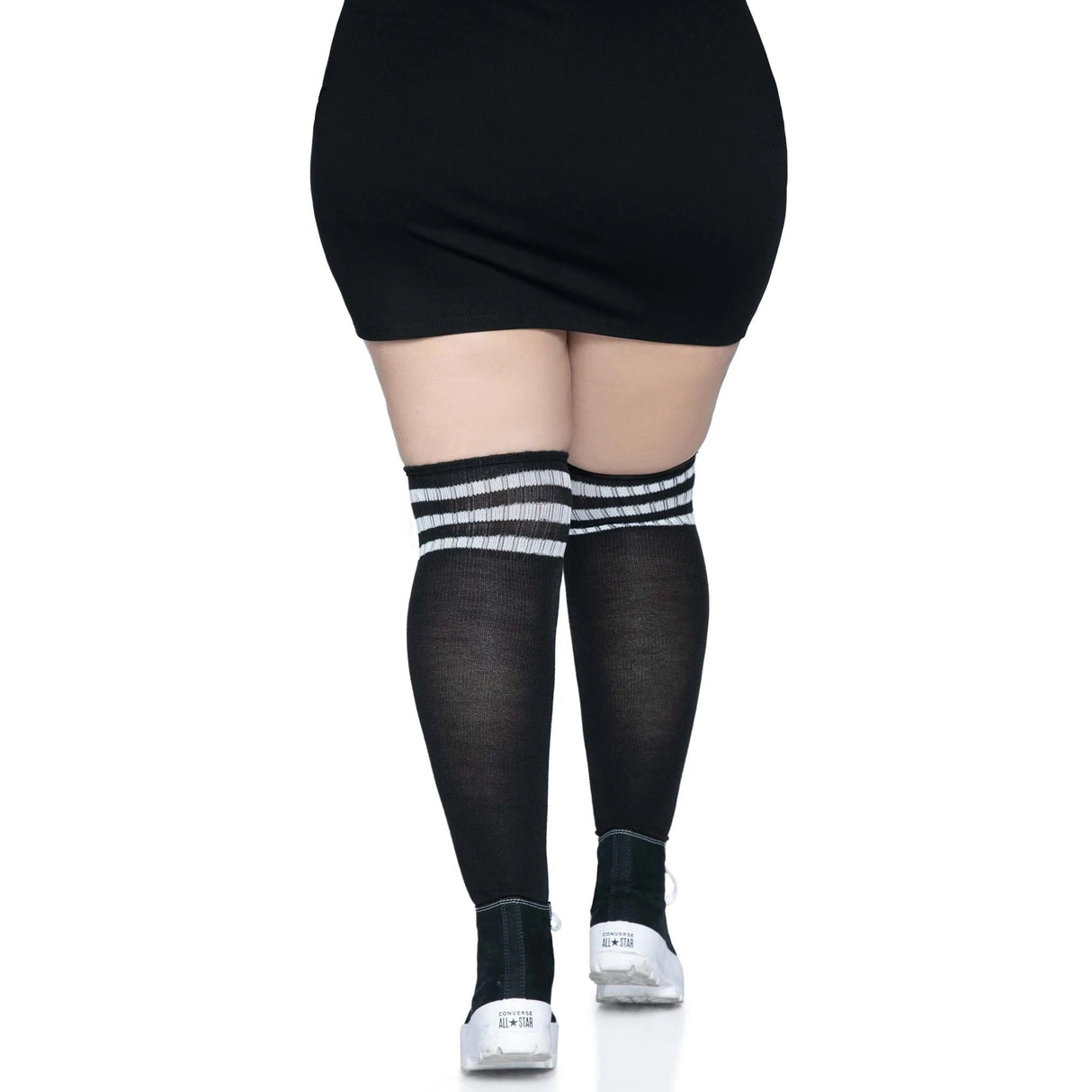 Leg Avenue Over the Knee Athletic Socks - Black/White