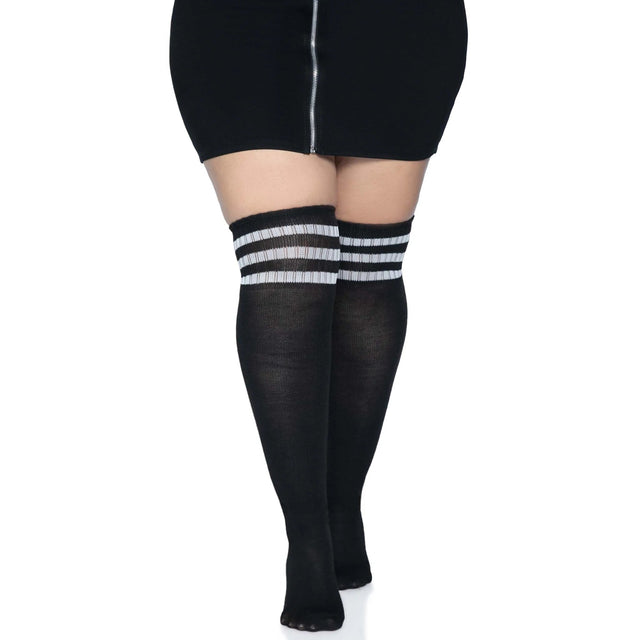 Leg Avenue Over the Knee Athletic Socks - Black/White