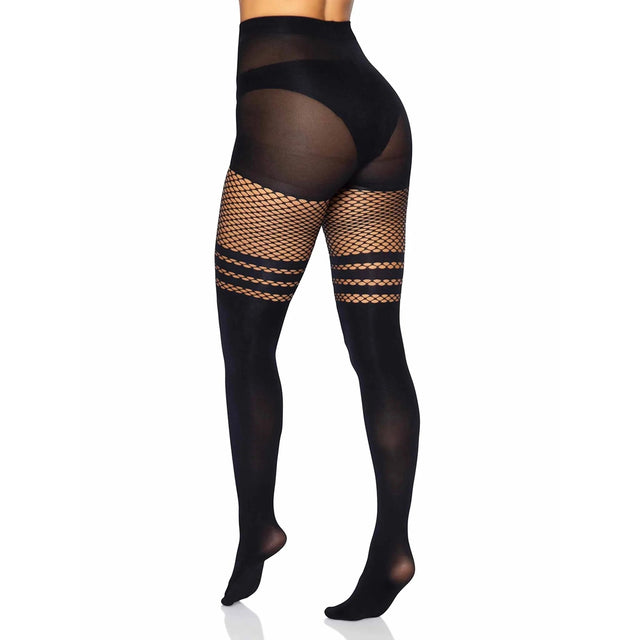 Leg Avenue Seamless Opaque Faux Thigh High Pantyhose
