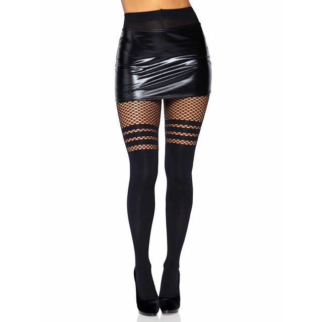 Leg Avenue Seamless Opaque Faux Thigh High Pantyhose