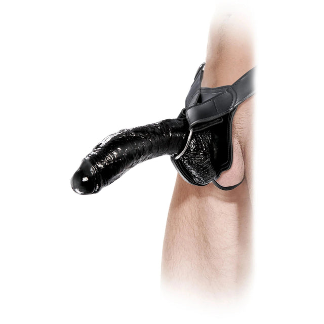 10 Inch Hollow Strap-On - Black